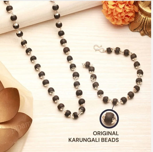 silver plated Original Karungali Malai combo premium silver braslate